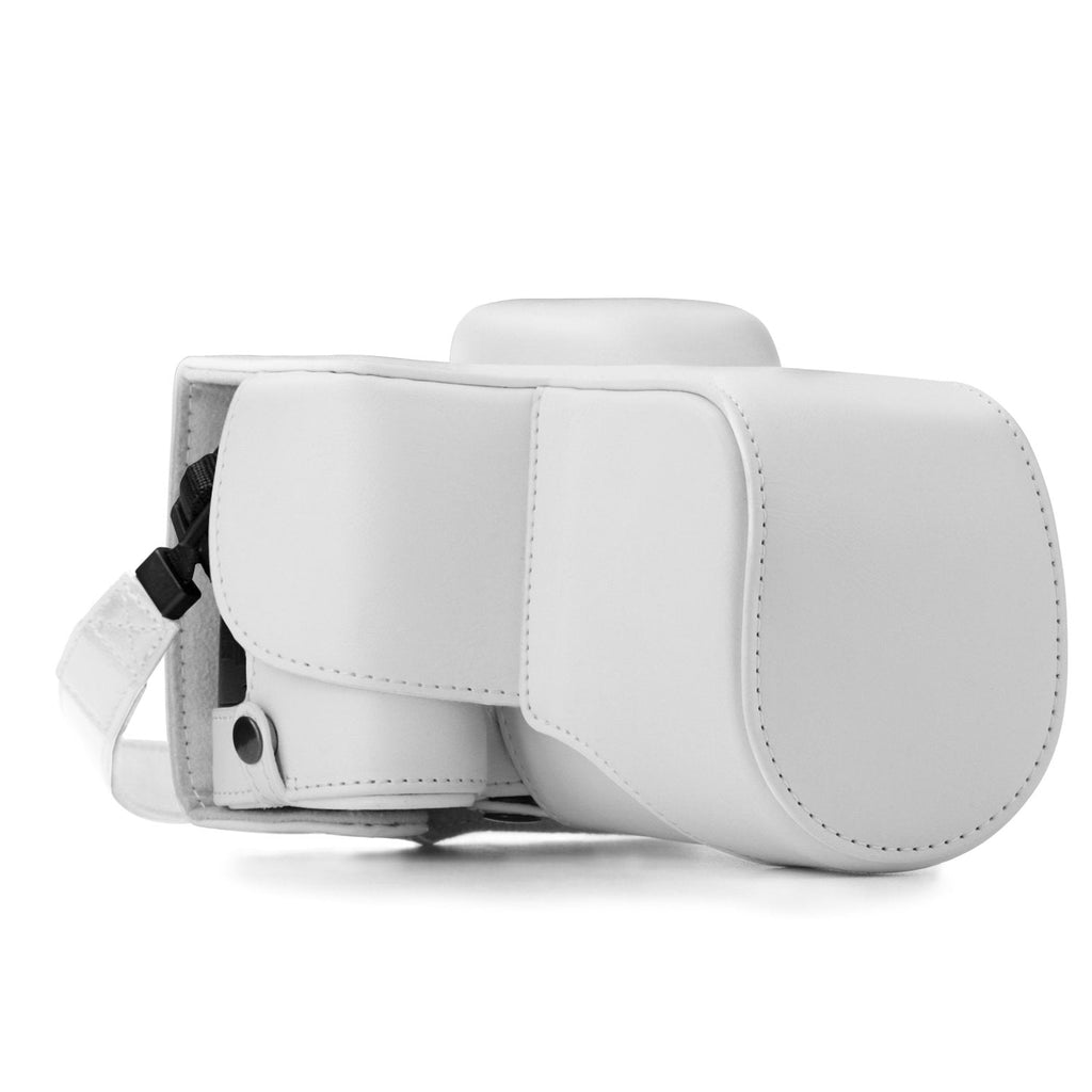  [AUSTRALIA] - MegaGear Ever Ready Leather Camera Case Compatible with Nikon D3400 White