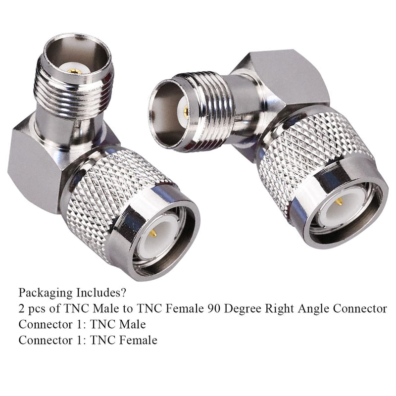  [AUSTRALIA] - TUOLNK 2 Pack TNC Male to TNC Female Right Angle Connector 90 Degree Coax Adapter TNC L Type Connector RF Antenna Coaxial Adapter