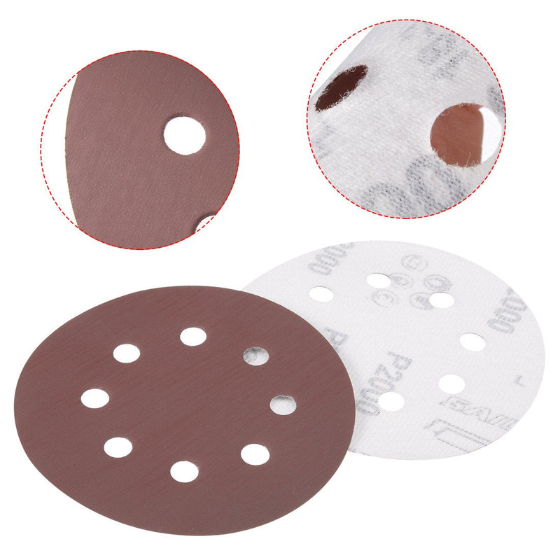  [AUSTRALIA] - uxcell 20Pcs 5 Inch 8 Hole Hook and Loop Sanding Disc 2000 Grit Flocking Sandpaper Random Orbital Sander Paper