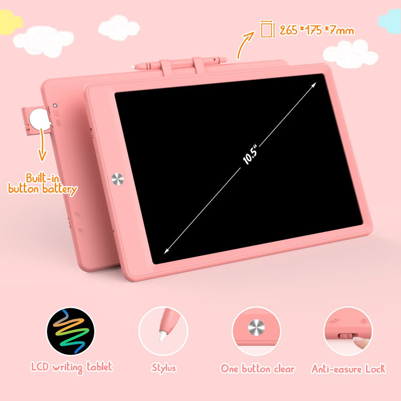  [AUSTRALIA] - LCD Writing Tablet Doodle Board, Colorful Drawing Pad, Electronic Drawing Tablet, Drawing Pads,Travel Gifts for Kids Ages 3 4 5 6 7 8 Year Old Girls Boys (10.5 inch, Pink+Yellow) 10.5 inch Pink&Yellow
