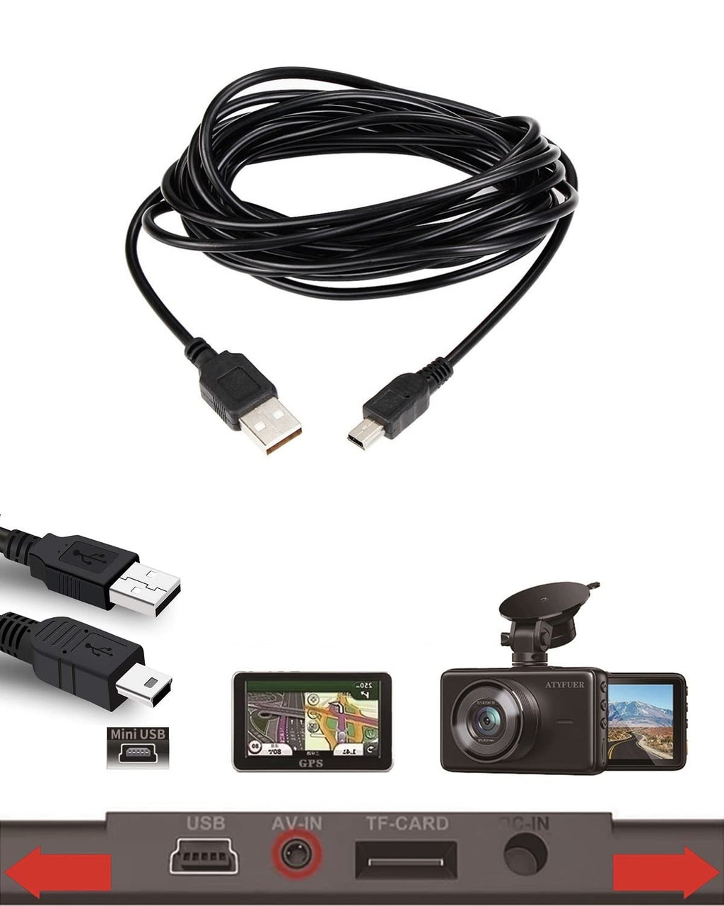 [AUSTRALIA] - 2-Pack GPS Navigator Cable，for Garmin GPS Navigator, Dash Cam,MP3 Player Charging， Data Transfer Cable, 11.5ft Mini USB Cable for Garmin Charging Cable for Garmin System Mini USB Cable
