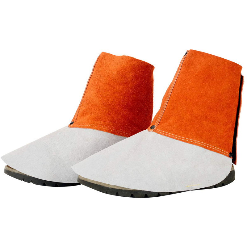  [AUSTRALIA] - QeeLink Leather Welding Spats - Heat and Abrasion Resistant Welding Boot Covers - Shoes Protectors - Welding Gaiters, 1 Pair