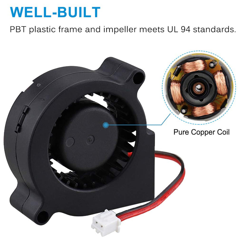  [AUSTRALIA] - GDSTIME 50mm Turbo Cooling Fan, 12v Blower Fan, 50mm x 20mm DC Brushless Blower Fan Diagonal Hole Distance 57MM