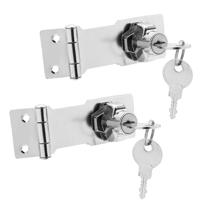  [AUSTRALIA] - Augiimor 2PCS 3 Inch Keyed Hasp Locks, Keyed Alike Twist Knob Keyed Locking Hasp, Stainless Steel Catch Latch Safety Lock for Cabinets, Door