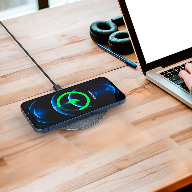  [AUSTRALIA] - Flat Fabric Wireless Charger, 15W Super Slim Universal Wireless Charging Pad for iPhone 14/13/12/11/XR/X/8, Android Wireless Charger for Galaxy S21/S20 Ultra/S10/Note 10, Pixel 5/4 XL (No AC Adapter)