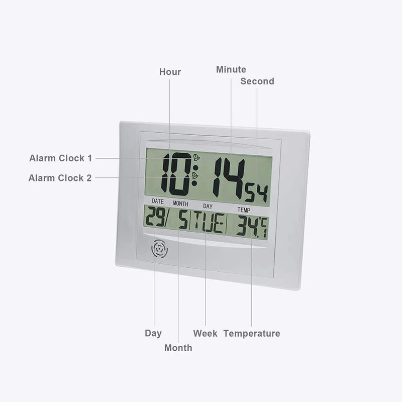  [AUSTRALIA] - HeQiao Brushed Aluminum Digital Wall Clocks with Date (Luxury Silver)