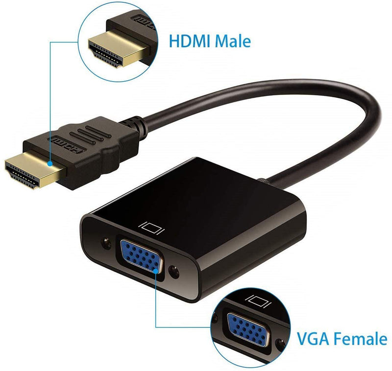  [AUSTRALIA] - Simyoung HDMI to VGA, Gold-Plated HDMI to VGA Adapter (Male to Female) for Computer, Desktop, Laptop, PC, Monitor, Projector, HDTV, Chromebook, Raspberry Pi, Roku, Xbox hdmi to vga Converter Black