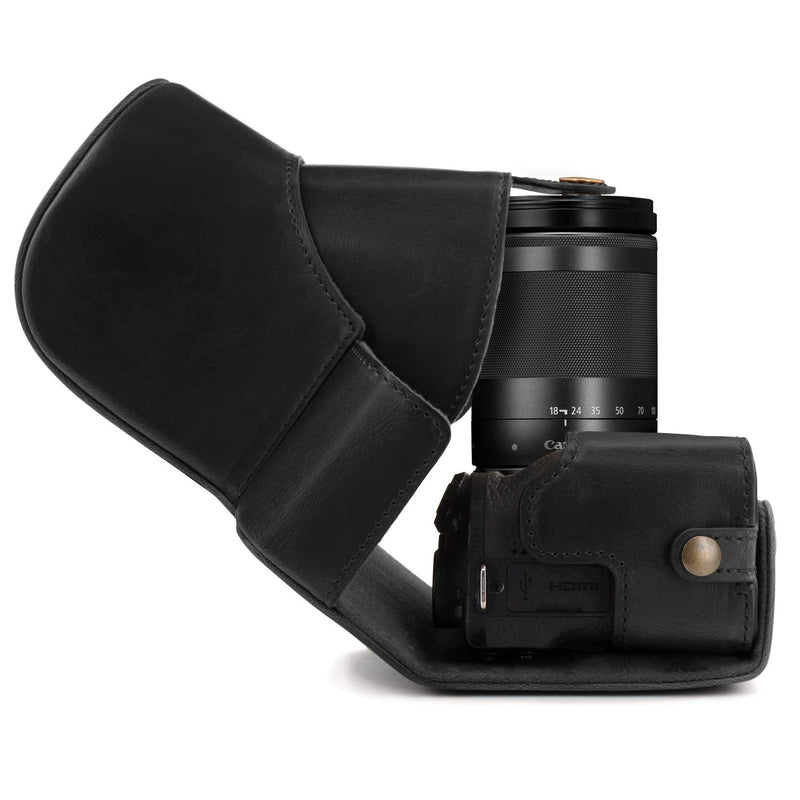  [AUSTRALIA] - MegaGear Ever Ready Leather Camera Case Compatible with Canon EOS M6 Mark II (18-150mm) Black