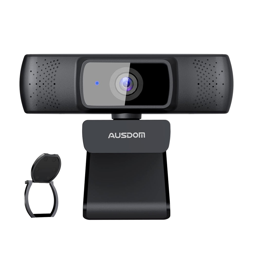  [AUSTRALIA] - Autofocus 1080P Webcam with Privacy Cover, AUSDOM AF640 Full HD Business Web Camera with Dual Noise Reduction Microphones, 90° Wide-Angle View for Desktop/Laptop/Mac, Work with Skype/Twitch/Lync/WebEx