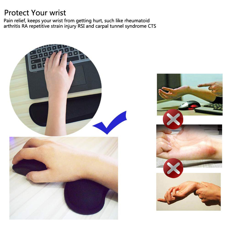 Wrist Pad, MELOP Memory Foam Mouse Wrist Rest Support Pad + Keyboard Wrist Rest Pad Set, Nonslip Base for Office Home Laptop Computer Typing Gaming Fatigue Relieved Wrist Pad + Keyboard Pad - LeoForward Australia