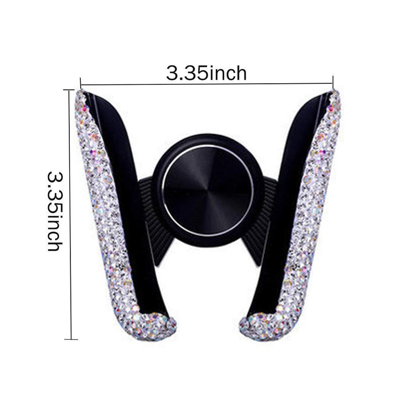  [AUSTRALIA] - SUNCARACCL Bling Car Phone Holder Mini Dash Air Vent Automatic Phone Mount Universal 360°Adjustable Crystal for Women and Girls (White) White