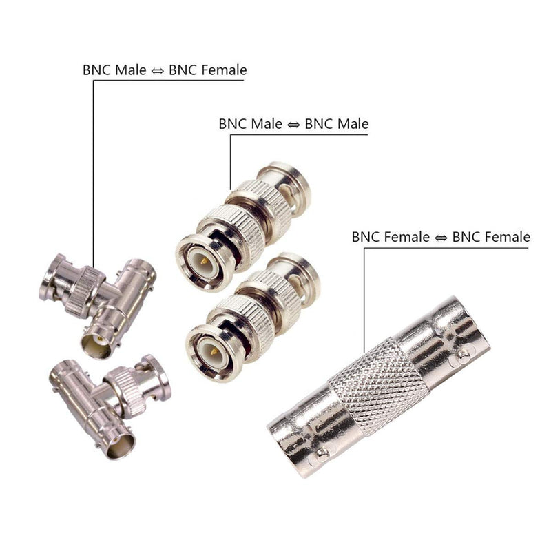  [AUSTRALIA] - BeElion 20-Pack BNC Male/Female to Male/Female Straight/T-Shape Connectors Kit, 5PCS M/M 10PCS F/F 5PCS 1M/2F BNC Coaxial Coupler Adapter Connectors for CCTV Camera Survelliance System