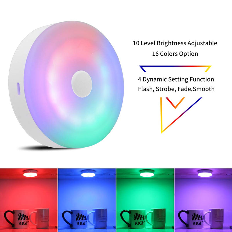 Bason Rechargeable Puck Lights with Remote, Color Changing Lights,Under Cabinet led Lighting, RGB Wireless Light for Kitchen,Closet,Display Case,2 Pack 2 Pack - LeoForward Australia