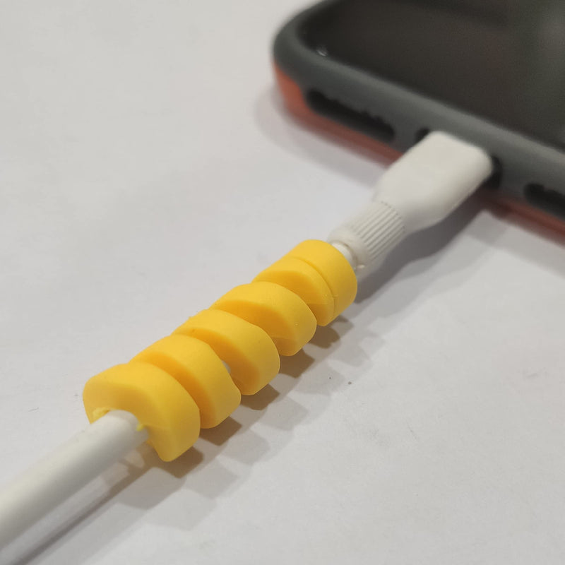  [AUSTRALIA] - Xiaoyztan 100 Pcs Spiral Cable Protective Sleeves Silicone Flexible Wire Protector, Suitable for All Types of Electronic Data Lines (Yellow)