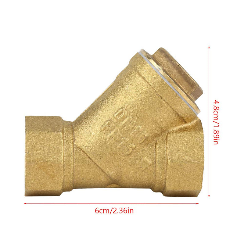  [AUSTRALIA] - Filter Valve Connector, 1/2" BSPP Female Thread Y Shaped Brass Strainer Filter Valve Connector Forged Brass Y-Strainer for Water Oil Separation