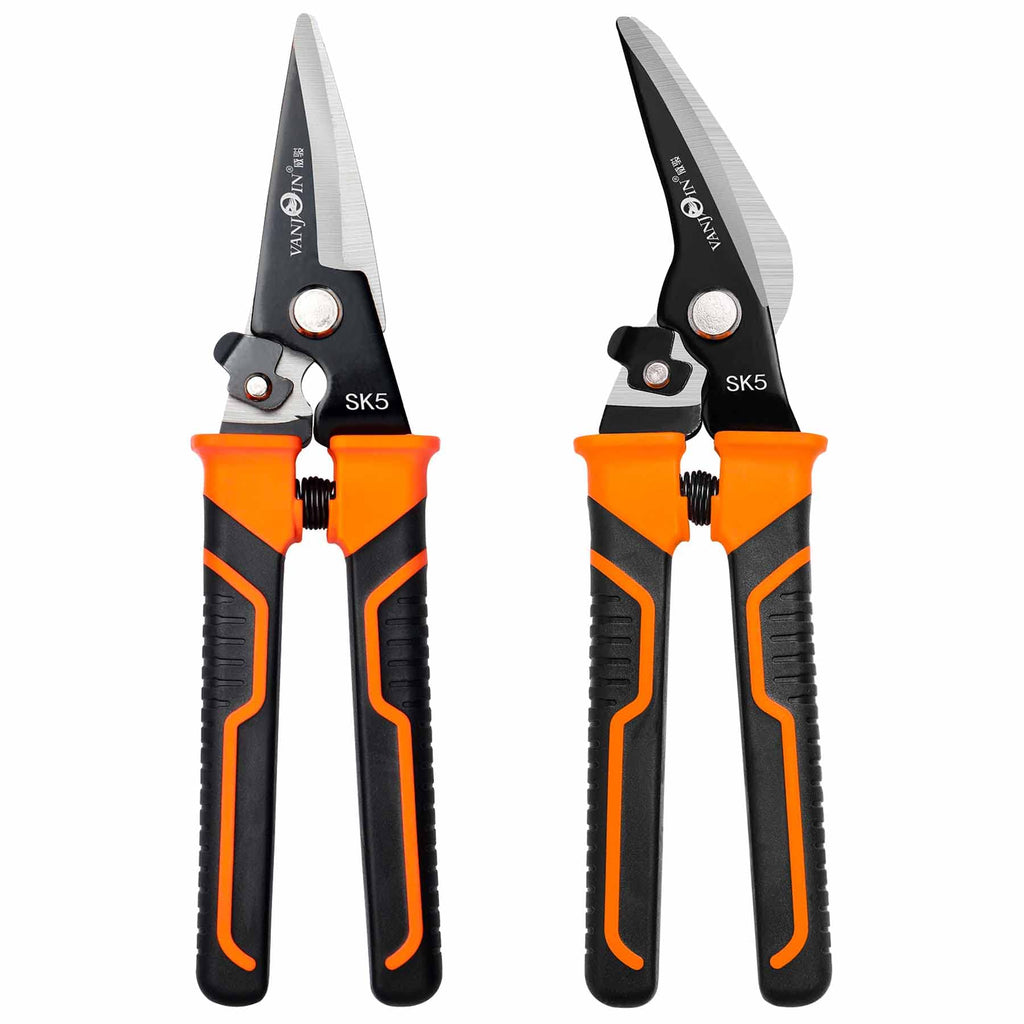  [AUSTRALIA] - 9-INCH Scissors Heavy Duty, 2 Packs Multi-Purpose Shears with Finely Serrated Curved Manganese Steel Blades and Safey Lock, All Purpose Scissors for School Office Home, Easy Cutting Various Items