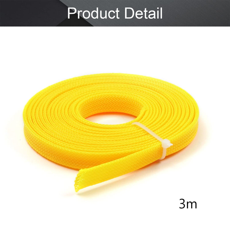  [AUSTRALIA] - Othmro PET Cable Wire Wrap Braided Expandable Sleeving Cable High Temperature Electrical Wire Sleeve 3mx10mm Yellow 1pcs