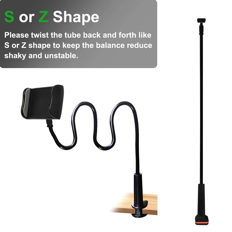  [AUSTRALIA] - Cell Phone Clip on Stand Holder - with Grip Flexible Long Arm Gooseneck Bracket Mount Clamp for iPhone X/8/7/6/6s/5 Samsung S8/S7, Used for Bed, Desktop (Black) Black