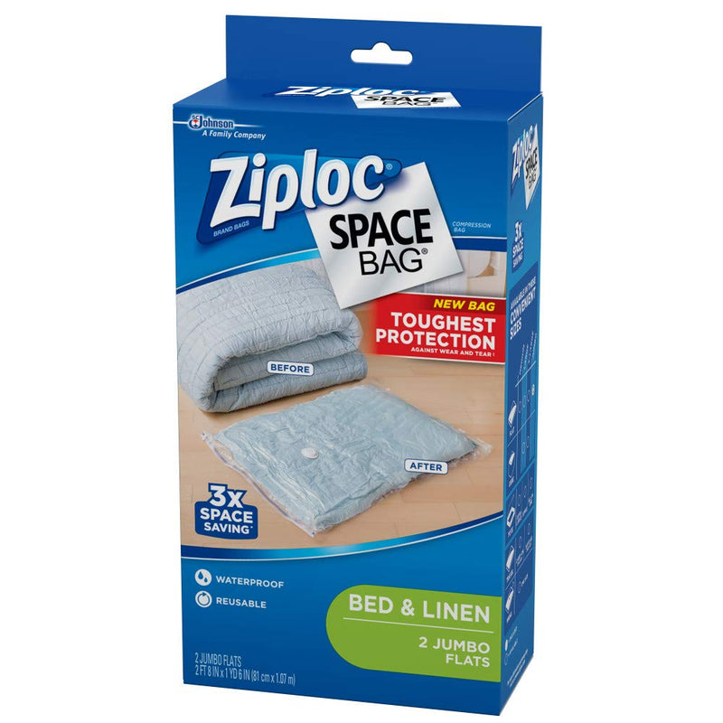  [AUSTRALIA] - Ziploc Reusable Clothes Storage Bags, 2 Jumbo Vacuum Seal Storage Bags, Space Bags