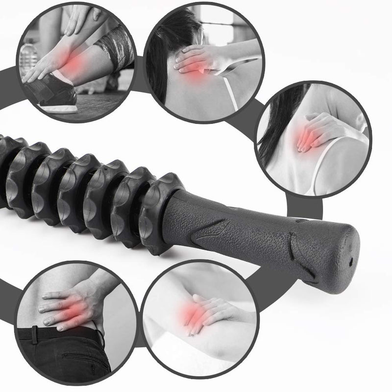  [AUSTRALIA] - Professional Muscle Roller Stick For Release Sore Muscle, 2019 New Style Leg Gym Hand Muscle Rollers(Black) Black