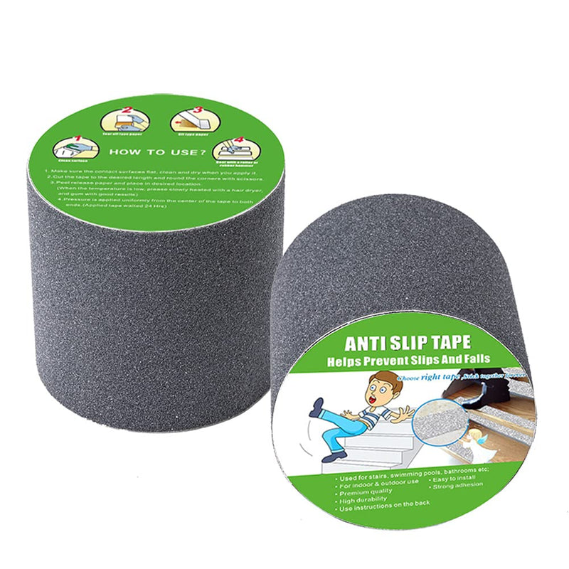  [AUSTRALIA] - Anti Slip Tape, High Traction,Strong Grip Abrasive, Not Easy Leaving Adhesive Residue, Indoor & Outdoor (4" Width x 190" Long, Gray) 4" Width x 190" Long