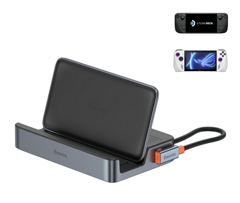  [AUSTRALIA] - Steam Deck Dock, Baseus 6-in-1 Docking Station for Steam Deck & ROG Ally with HDMI 2.0 4K@60Hz, Gigabit Ethernet, Adjustable Stand Design, 3 USB-A 3.0 Ports and PD 100W Support Fast Charging