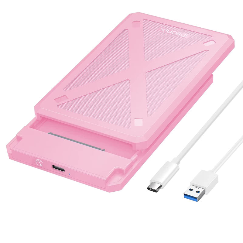  [AUSTRALIA] - iDsonix 2.5 inch Hard Drive Enclosure, 6Gbps USB 3.1 to SATA III Tool-Free External Hard Drive Enclosure for 7mm/9mm 2.5" SSD HDD with UASP Compatible with Toshiba Samsung WD Pink(PW25-C3) C3-Pink