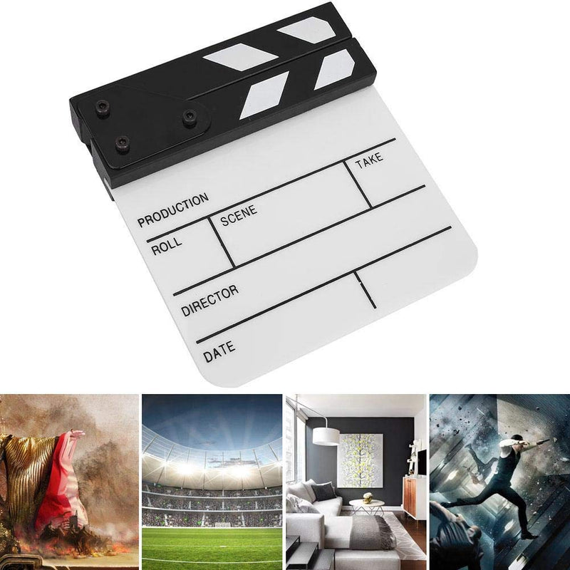  [AUSTRALIA] - Clap Board, Mini Acrylic Director Scene Clapperboard Classic Movie Film Clap Board with a Pen,for Shoot Props/Advertisement/Home Decoration/Cosplay/Background(Black and White whiteboard PAV1BWE3S) Black and White Whiteboard Pav1bwe3s