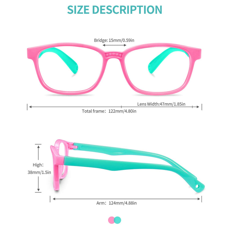 Blue Light Glasses for Kids 3 Pack Anti Glare & Eye Strain Glasses Computer TV Phone Tablets UV Protection Glasses for Kids Boys Girls Age 3-10(Pink Green + Transparent Blue + Black) 3 Packs Pink Green & Transparent Blue & Black - LeoForward Australia