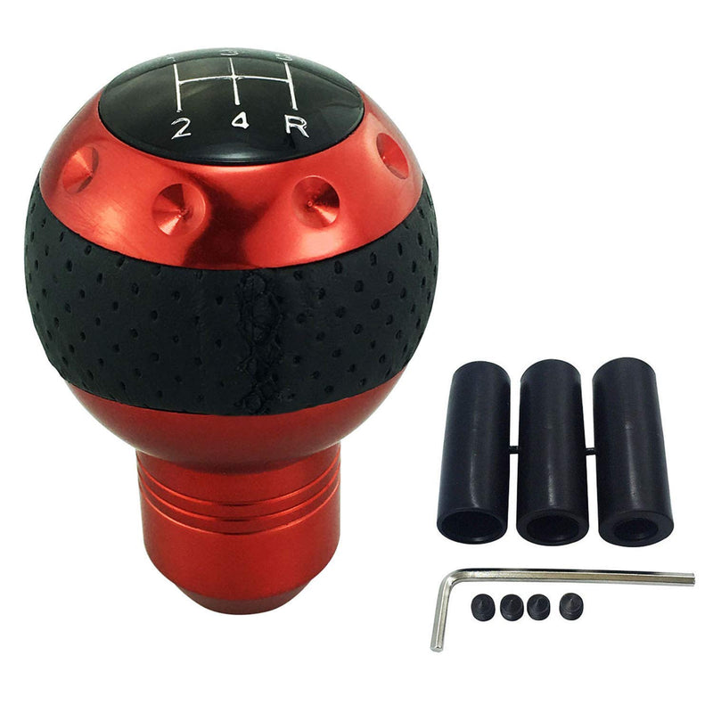 [AUSTRALIA] - Abfer 5 Speed Knob Gear Stick Shifter Lever Ball Shifting Knobs Fit Manual Automatic Transmission Car Vehicles (Red) Red