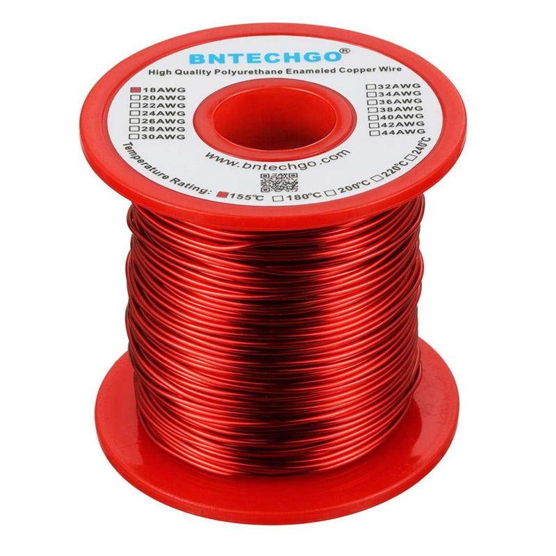  [AUSTRALIA] - BNTECHGO 18 AWG Magnet Wire - Enameled Copper Wire - Enameled Magnet Winding Wire - 1.0 lb - 0.0393" Diameter 1 Spool Coil Red Temperature Rating 155℃ Widely Used for Transformers Inductors 18 gauge enameled magnet wire 1 lb red 1 lb