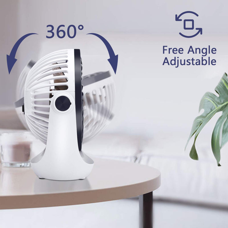  [AUSTRALIA] - Aluan Desk Fan Small Table Fan with Strong Airflow Quiet Operation Portable Fan Speed Adjustable Head 360°Rotatable Mini Personal Fan for Home Office Bedroom Table and Desktop 5.1 Inch deep blue