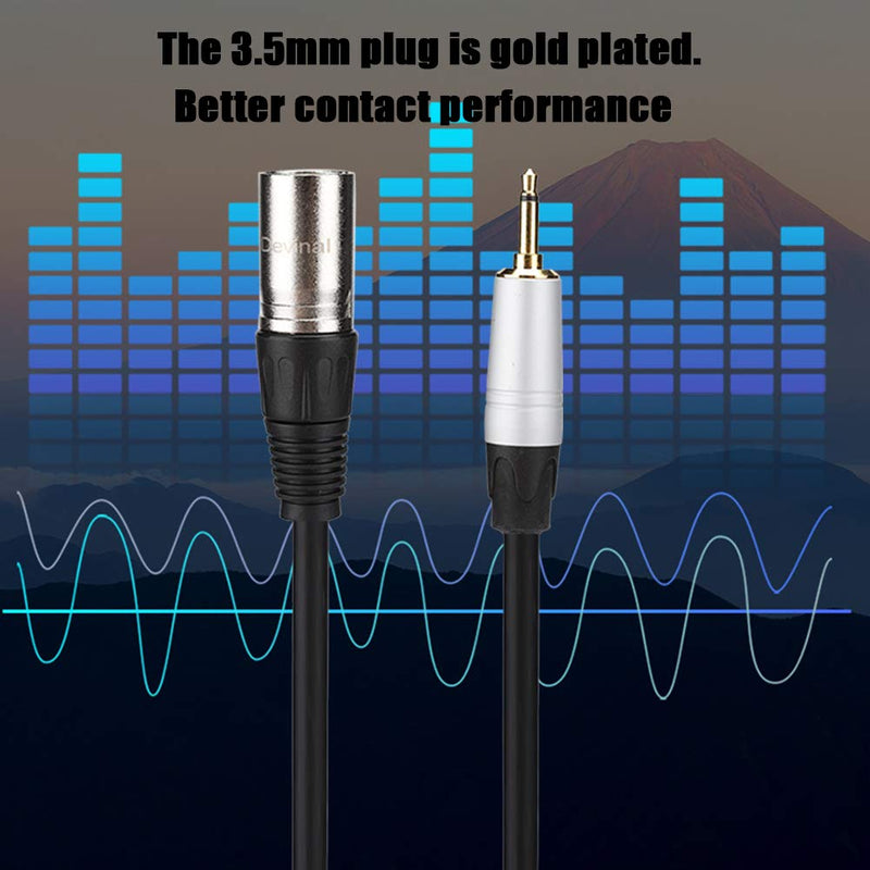  [AUSTRALIA] - Wendry Gold Plated 3.5mm TRS to XLR3M Stereo Breakout Cable, Mono Male to 3PIN XLR Male PVC Exterior Zinc Alloy Shell Adapter Cable(0.3M) 0.3M