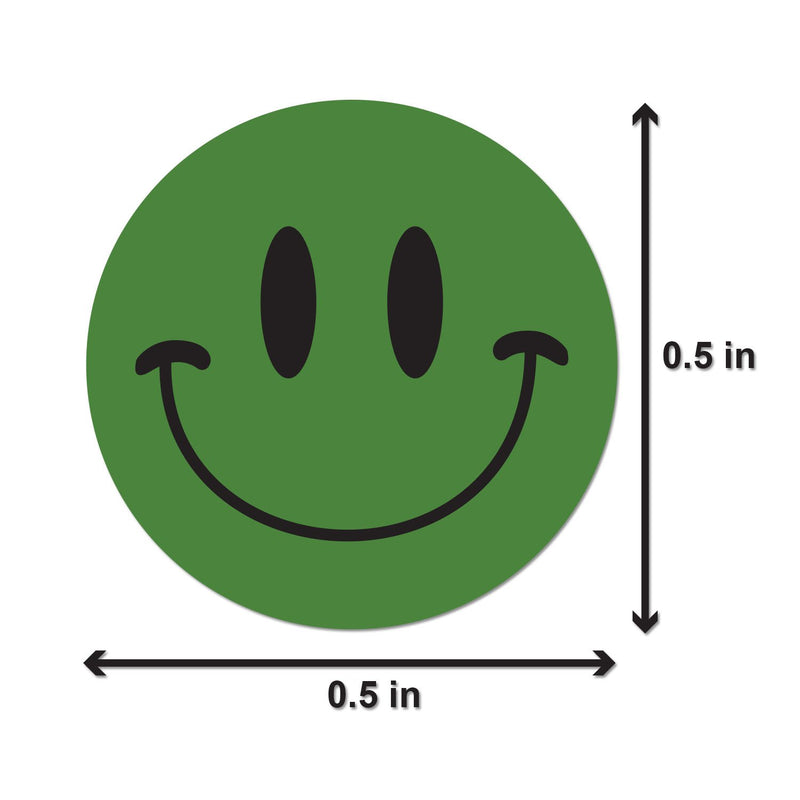 Happy Face Smiley Face Labels Round Self Adhesive Circle Stickers ( Green / 0.5 inch / 300 Labels per Pack ) - LeoForward Australia