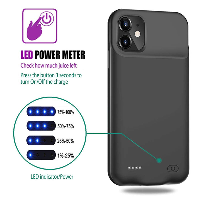 [AUSTRALIA] - Battery Case iPhone 12 Mini, 6000mAh Slim Portable Rechargeable Battery Pack Charging Case Compatible with iPhone 12 Mini (5.4 inch) Extended Battery Charger Case (Black) Black