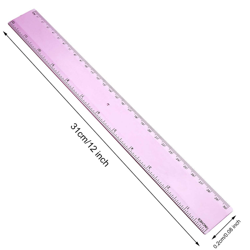  [AUSTRALIA] - 2 Pack Plastic Ruler Straight Ruler Plastic Measuring Tool for Student School Office (Pink, 12 Inch)