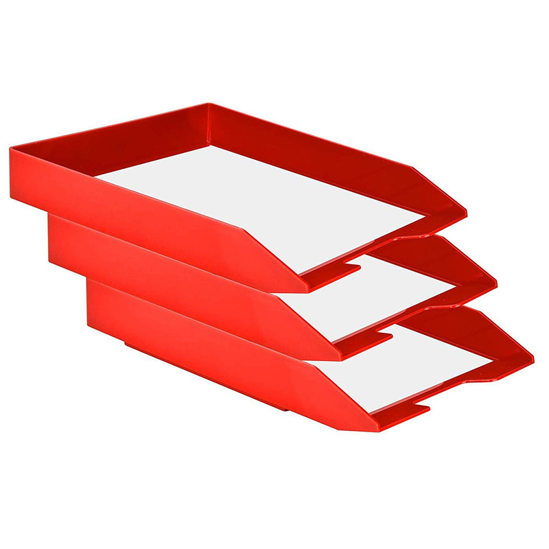 Acrimet Stackable Letter Tray Front Load Plastic Desktop File Organizer (Solid Red Color) (1 Unit) - LeoForward Australia