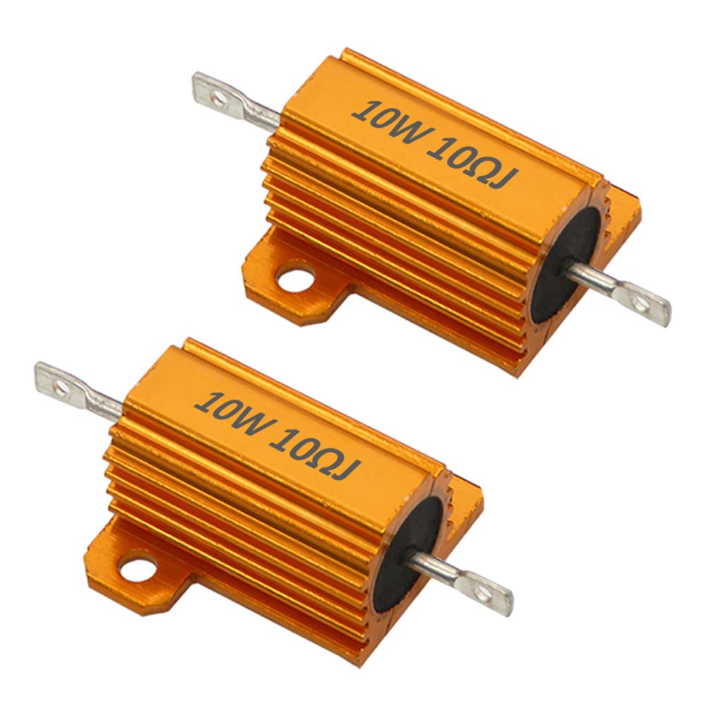  [AUSTRALIA] - ETOPARS 2 Pcs 10W 10 Ohm 5% Aluminum Housing Wire Resistor Load Resistors Tap Resistor Chassis Mounting Wirewound Golden Housing Resistor 10 Ohm 10W Gold 10W