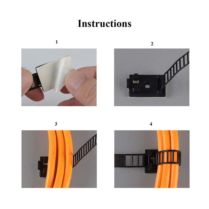 [AUSTRALIA] - Cable Ties, 50 PCS Cable Straps, Self Adhesive Wire Clips for Under Desk Cable Management, Zip Ties Suits All Kinds of Cables, Home, Office, Wire Management Cable Ties Reusable