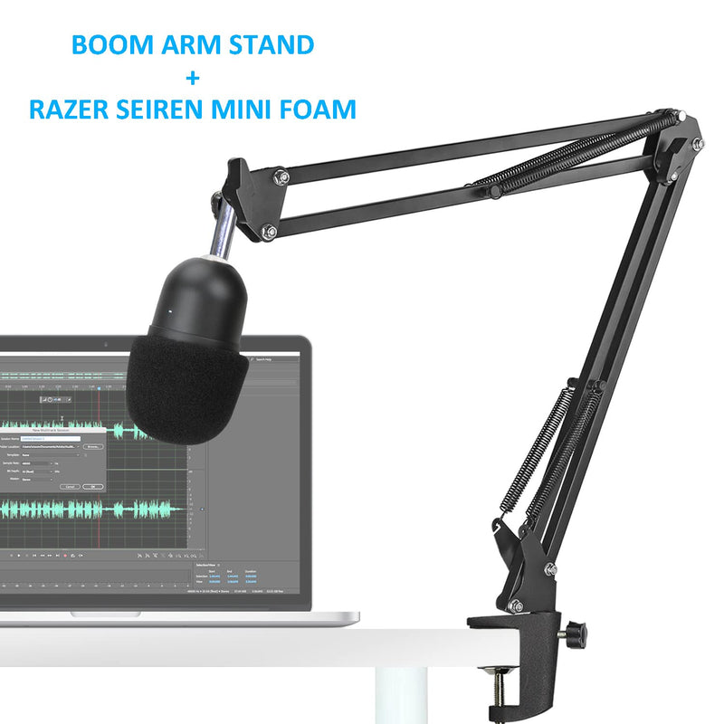  [AUSTRALIA] - Razer Seiren Mini Boom Arm with Pop Filter - Mic Stand with Foam Cover Windscreen Compatible with Razer Seiren Mini Streaming Microphone by YOUSHARES