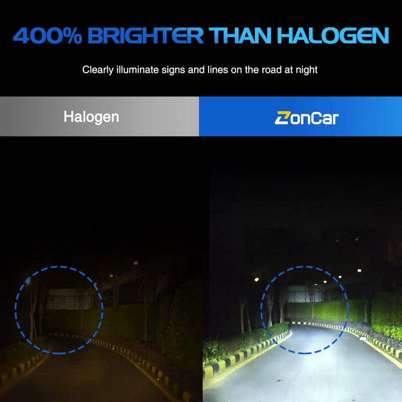  [AUSTRALIA] - ZonCar 9005 / HB3 LED Headlight Bulbs, High Beam Halogen Replacement, 2 Pcs/Kit, 12 CSP Chips, 8000LM 6500K Xenon White Extremely Bright Light 12V