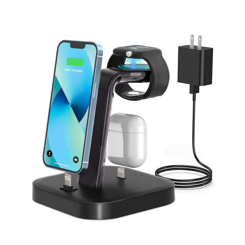  [AUSTRALIA] - Charging Station for Multiple Devices - ADADPU 3 in 1 Fast Wireless Charger Stand for Apple Watch Series 8/7/6/5/4/3/2/1/SE,Phone Charging Dock for AirPods iPhone 14/13/12/11 Pro X Max XS XR 8 7 Plus
