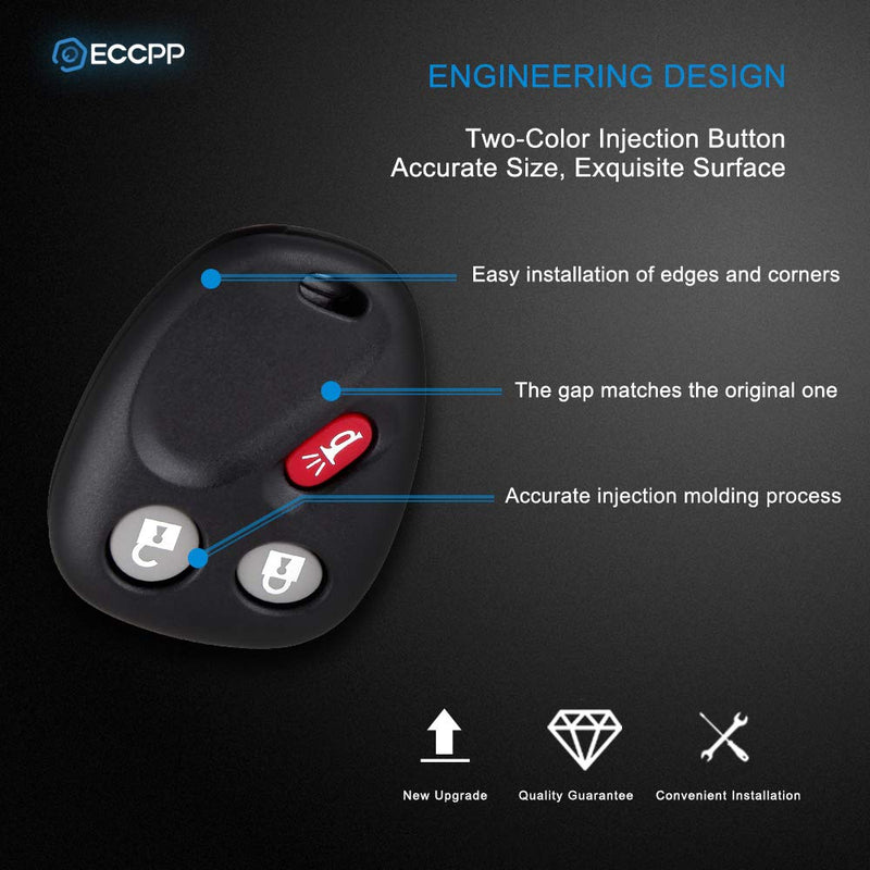  [AUSTRALIA] - ECCPP 2X Case Shell Keyless Entry Remote Key Fob Replacement for 03 04 05 06 Cadillac Escalade Chevrolet Avalanche 1500 2500 Silverado 1500 HD Hummer H2 for LHJ011
