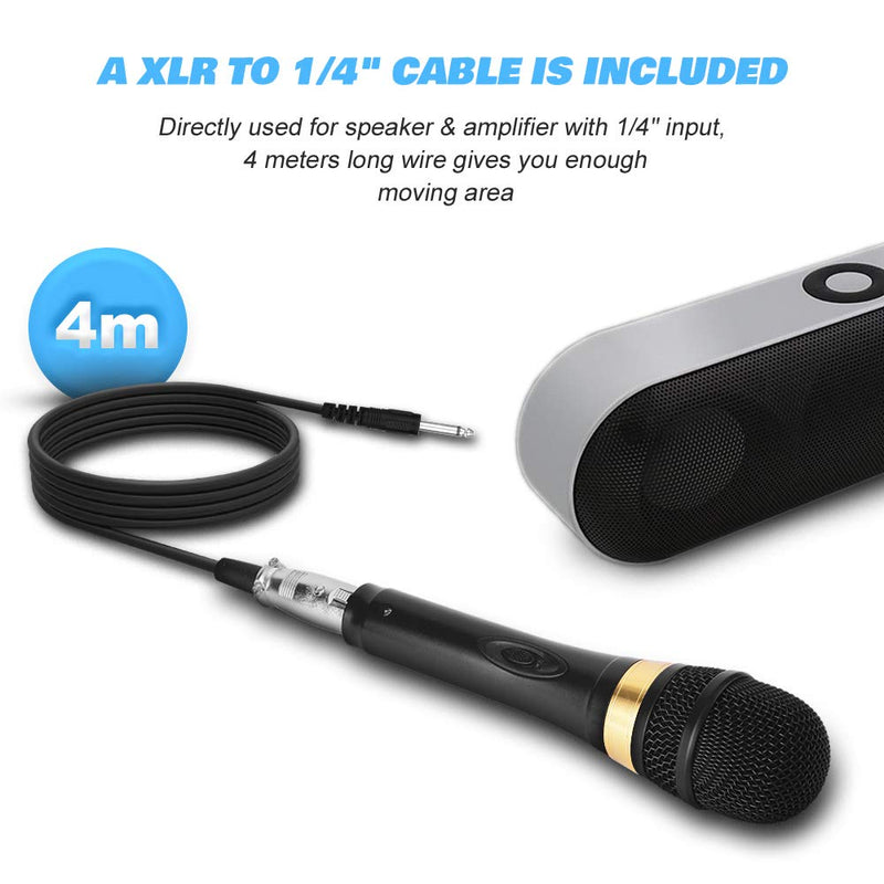  [AUSTRALIA] - Ankuka Dynamic Wired Microphone, Professional Handheld Vocal Mic with 13ft 6.35mm XLR Audio Cable Compatible with Karaoke Machine/Speaker/Amp/Mixer for Singing, Speech, Wedding, Stage Black