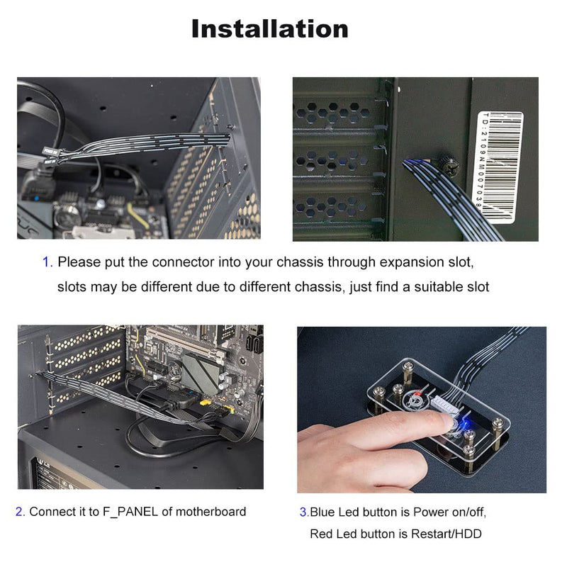  [AUSTRALIA] - OwlTree Desktop Computer Power Button PC Switch External Power Switch Power Supply Button Restart Button for PC Case Motherboard Switch On Off Power SW Cables