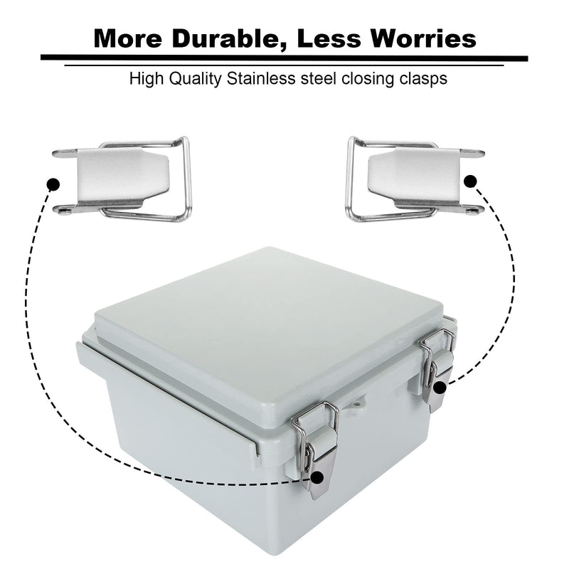  [AUSTRALIA] - Acrux7 2 Pack Waterproof Electrical Box 6x6x3.5 Inch Plastic Junction Box 150x150x90mm Weatherproof Electrical Junction Boxes with Cover IP67 Waterproof Electrical Box, ABS Electrical Junction Box