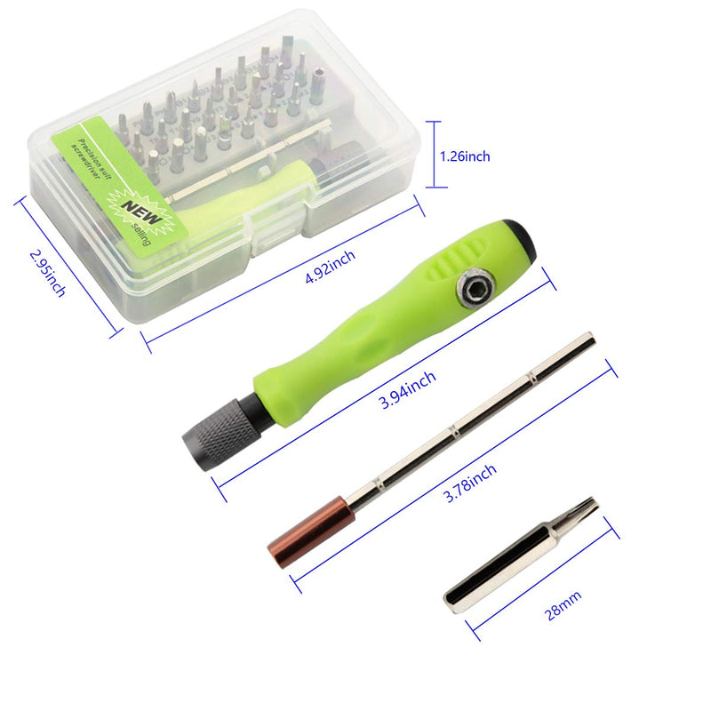  [AUSTRALIA] - 32 in 1 precision screwdriver set, suitable for repairing all laptops, mobile phones, and other electronic products. (Only works on micro projects) green