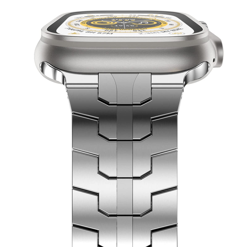  [AUSTRALIA] - CHANCHY Stainless Steel Band for Apple Watch Ultra Band 49mm 45mm 44mm 42mm 38mm 40mm 41mm, Metal Strap with Folding Clasp for Apple Watch Series 8 7 6 5 4 3 2 1 SE Men (Silver, 49mm 45mm 44mm 42mm) Silver 42mm/44mm/45mm/Ultra 49mm