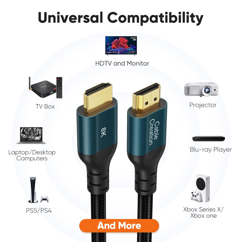  [AUSTRALIA] - CableCreation HDMI Cable 8K, HDMI for PS4 (48Gbps, 8K@60Hz) - 6.6 Feet, Xbox Series X HDMI Cable, eARC HDR HDCP 2.2 2.3 6.6Ft Blue 1
