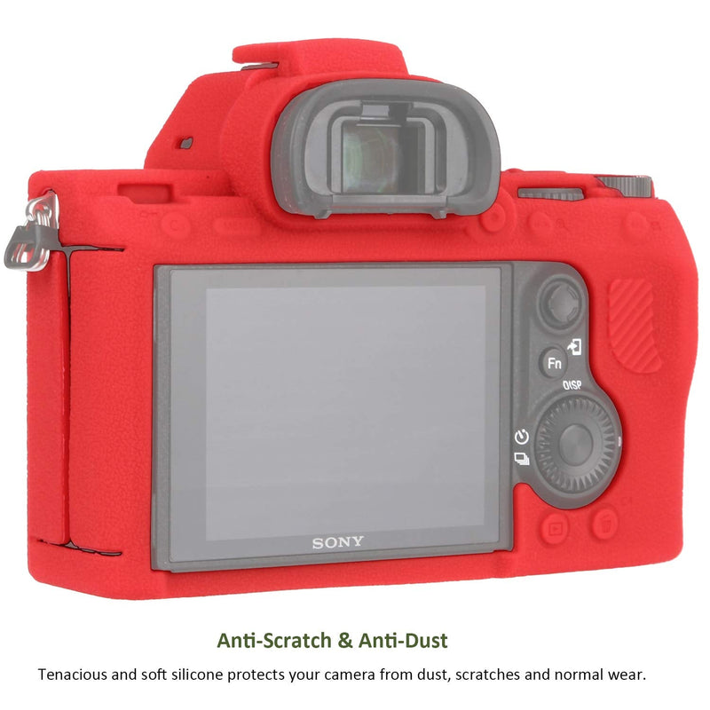  [AUSTRALIA] - Easy Hood Camera Case for Sony Alpha a7III a7 III a7R III a7RIII ILCE-7RM3 a73 a7R3 a7R Mark III Soft Silicone Rubber Protective Body Housing Case Skin Camera Protector Cover (Red) Red